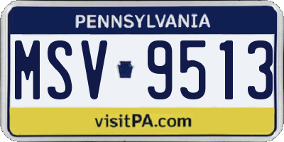PA license plate MSV9513