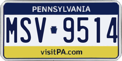 PA license plate MSV9514