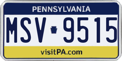 PA license plate MSV9515
