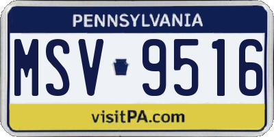 PA license plate MSV9516