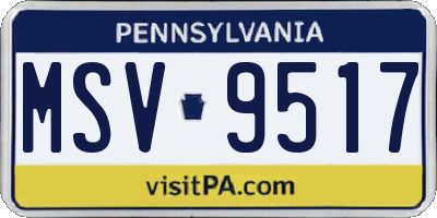 PA license plate MSV9517