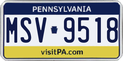 PA license plate MSV9518