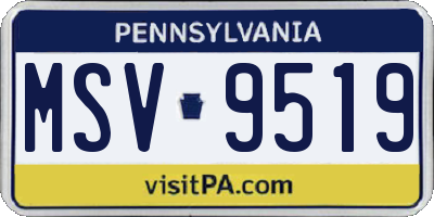 PA license plate MSV9519