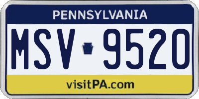 PA license plate MSV9520
