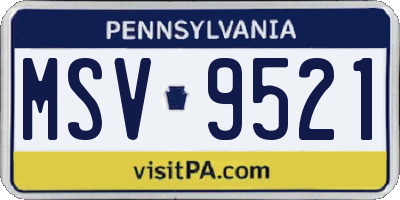 PA license plate MSV9521
