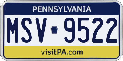 PA license plate MSV9522