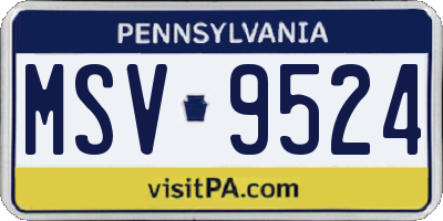 PA license plate MSV9524