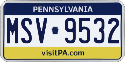 PA license plate MSV9532