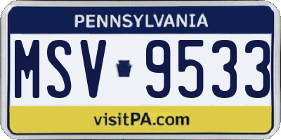PA license plate MSV9533