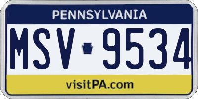 PA license plate MSV9534