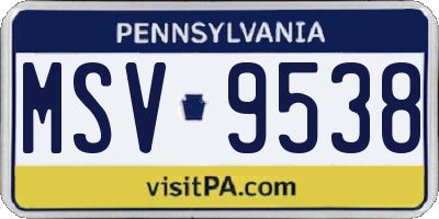 PA license plate MSV9538