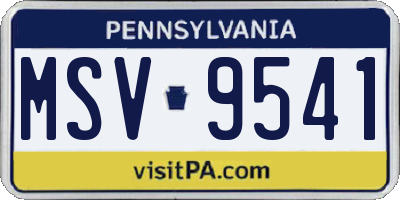 PA license plate MSV9541