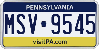 PA license plate MSV9545