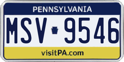 PA license plate MSV9546