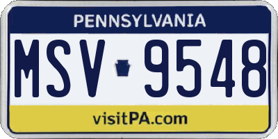 PA license plate MSV9548