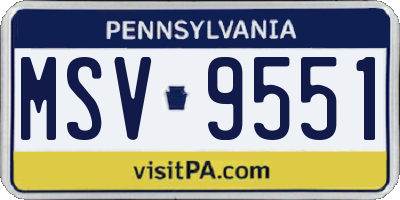 PA license plate MSV9551