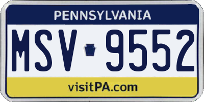 PA license plate MSV9552