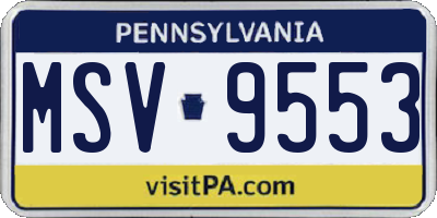 PA license plate MSV9553