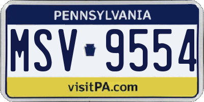 PA license plate MSV9554