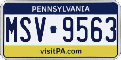 PA license plate MSV9563
