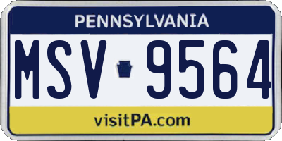 PA license plate MSV9564
