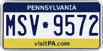 PA license plate MSV9572