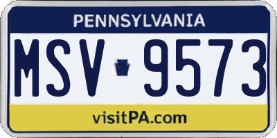 PA license plate MSV9573