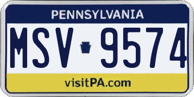 PA license plate MSV9574