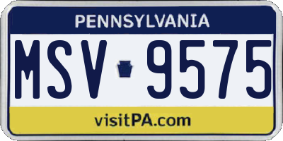PA license plate MSV9575