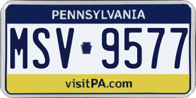 PA license plate MSV9577