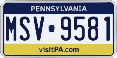 PA license plate MSV9581