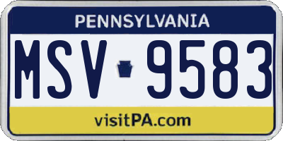 PA license plate MSV9583