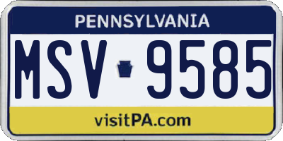 PA license plate MSV9585