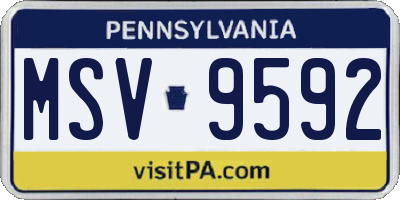 PA license plate MSV9592