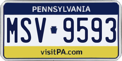 PA license plate MSV9593