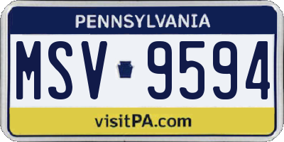 PA license plate MSV9594