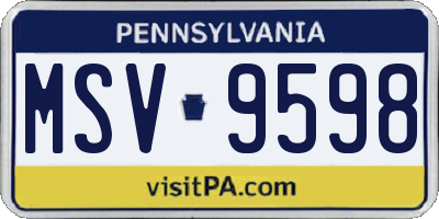 PA license plate MSV9598