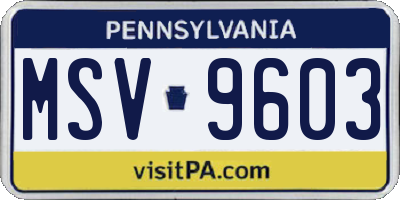 PA license plate MSV9603