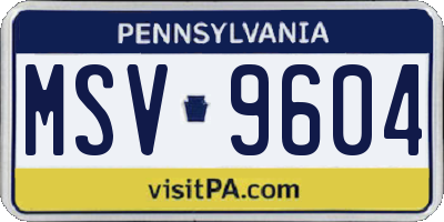 PA license plate MSV9604