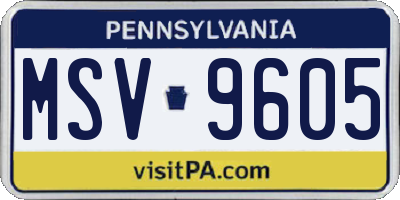 PA license plate MSV9605