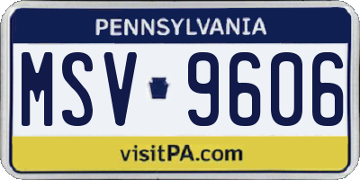 PA license plate MSV9606