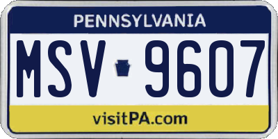 PA license plate MSV9607