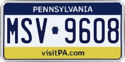 PA license plate MSV9608