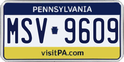 PA license plate MSV9609