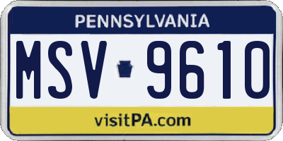 PA license plate MSV9610