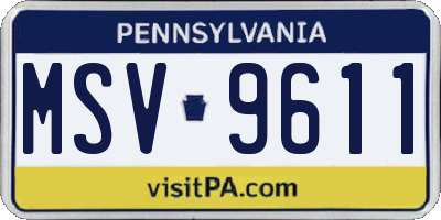 PA license plate MSV9611