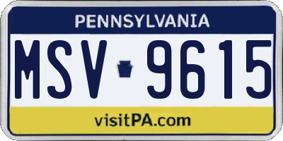 PA license plate MSV9615