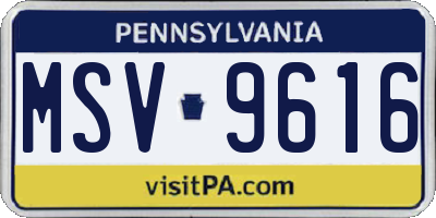 PA license plate MSV9616