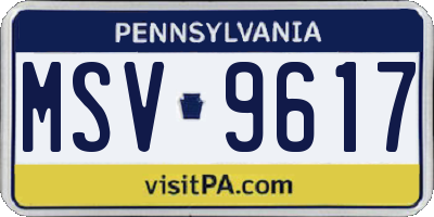 PA license plate MSV9617