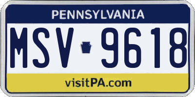 PA license plate MSV9618